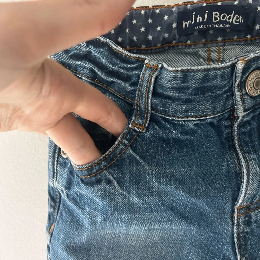 👖 Mini Boden Boys Size 3 Blue Jean Shorts – Adjustable Waist, Stylish & Comfy
